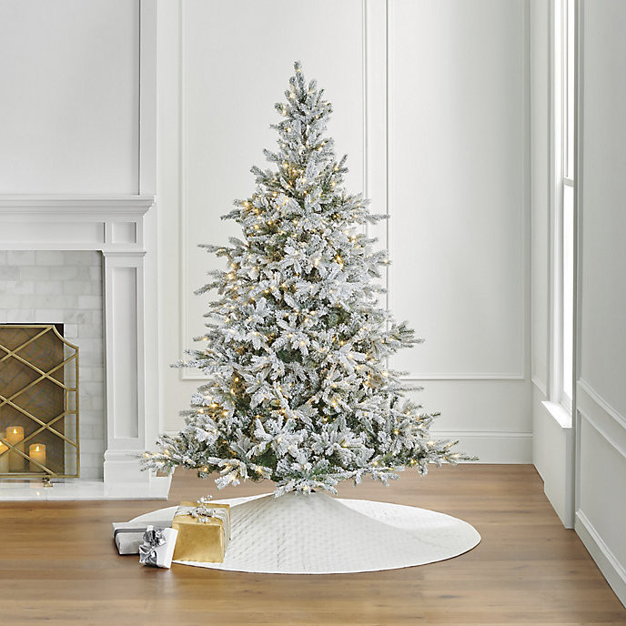 Snowy Grand Fir Tree with Warm White LED Lights & Easy Assembly | Frontgate