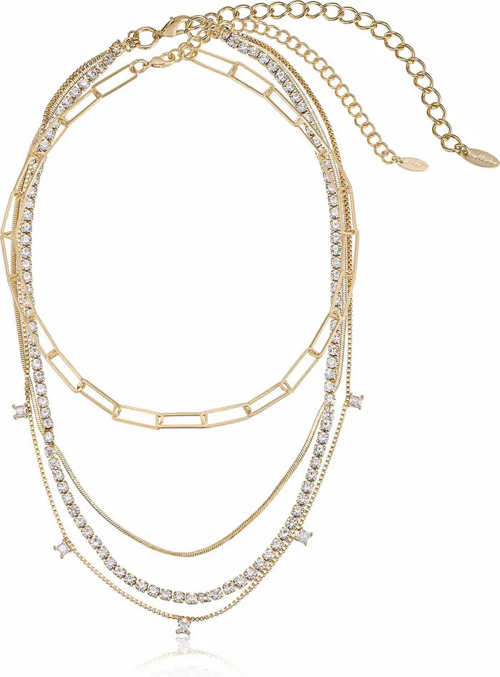 Set of 4 Crystal & Chain Link Necklaces | Nordstrom