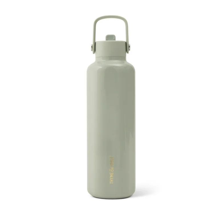 Thyme & Table 24 fl oz Stainless Steel Cleo Bottle with Straw, Mint | Walmart (US)