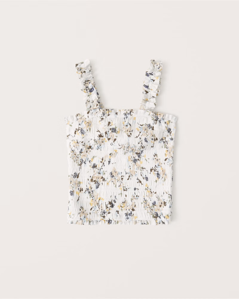 All-Over Smocked Wide Strap Cami | Abercrombie & Fitch (US)