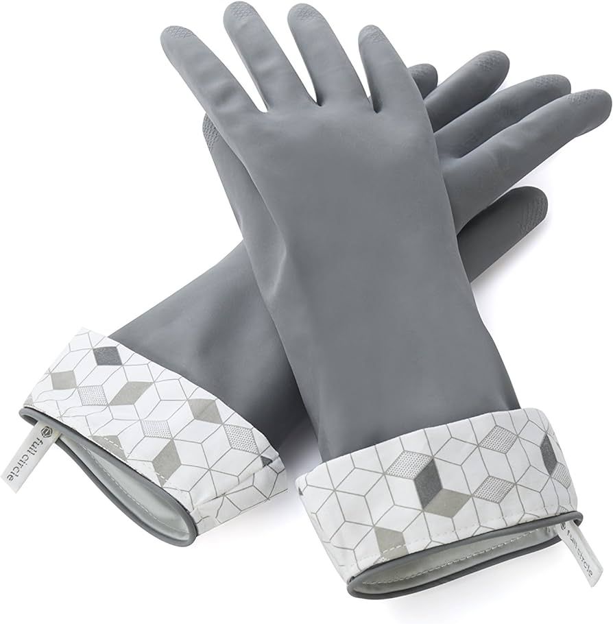 Full Circle Splash Patrol Natural Latex Cleaning and Dish Gloves, Medium/Large, (1 Pair) Grey | Amazon (US)