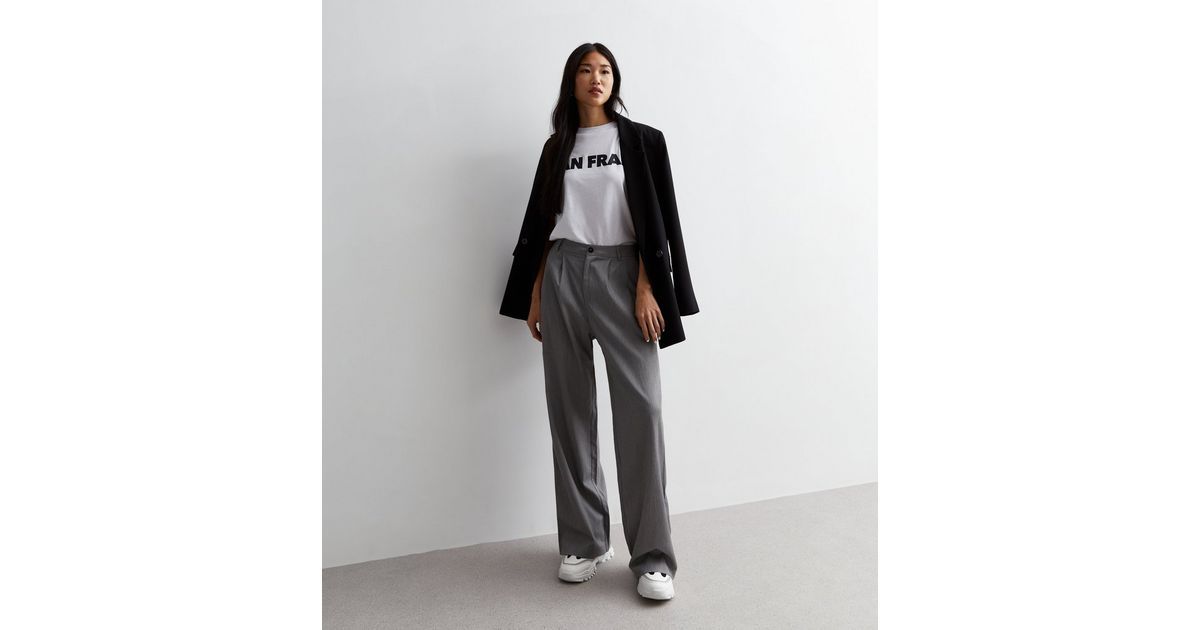 Grey High Waist Wide Leg Trousers
						
						Add to Saved Items
						Remove from Saved Items | New Look (UK)