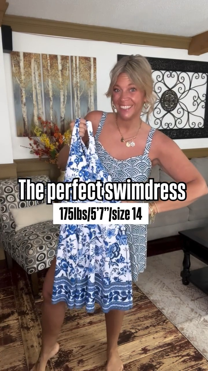 Both of these swim dress options are great for spring break or your next warm weather vacation ☀️🏖️🌊I’m a size 14/175lbs/5’7” tall wearing the size 14/16 in both options. The first style has separate bottoms and the second swimsuit has pockets. 

#LTKOver40 #LTKMidsize #LTKPlusSize
