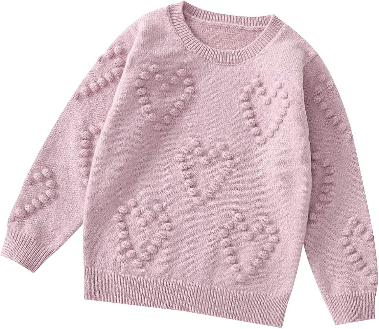 JNBLDA Toddler Baby Girl Sweater Crewneck Heart Knitted Sweatshirt Solid Long Sleeve Pullover Fal... | Amazon (US)