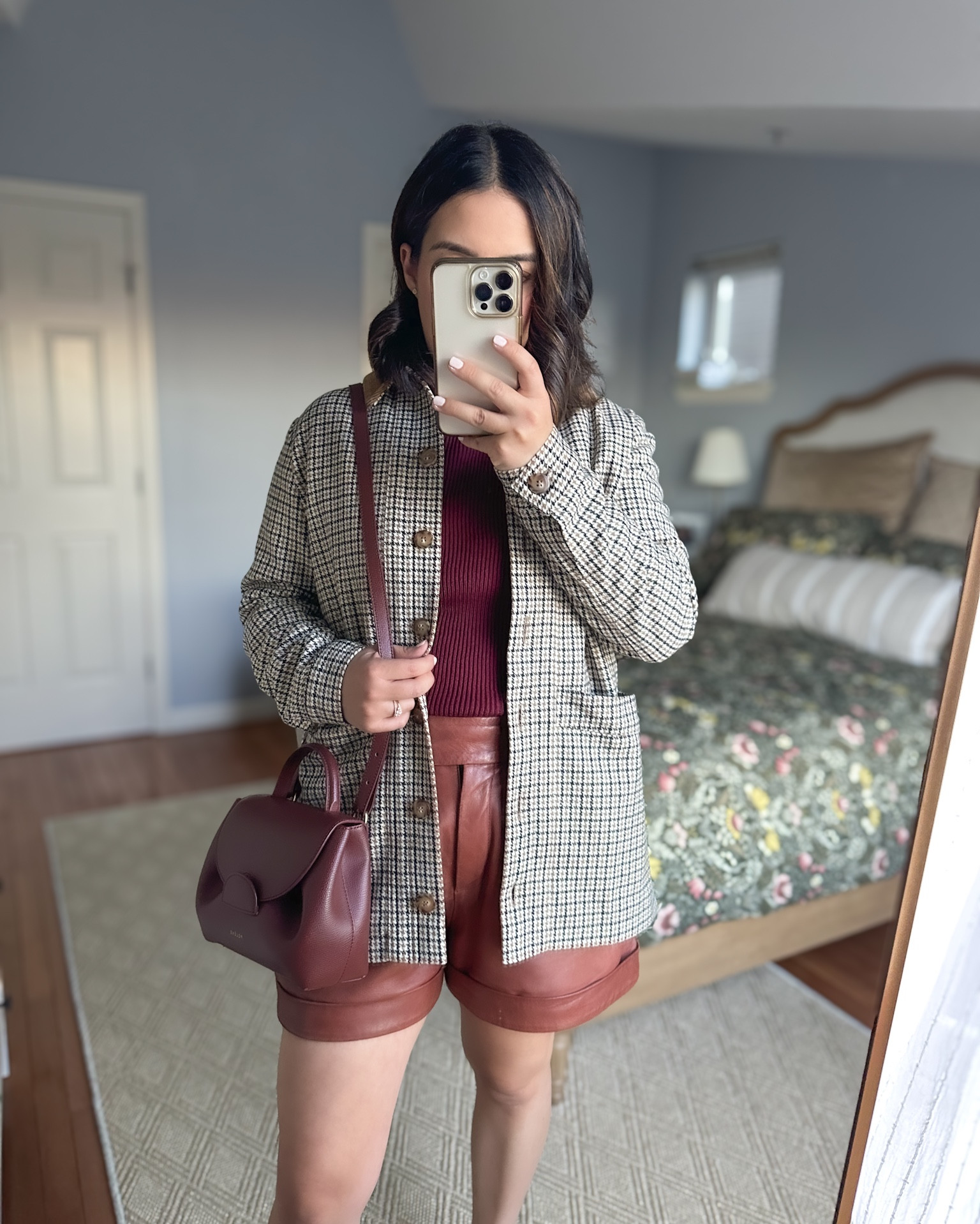 Fall outfit inspo ✨🫶🏼

• Jacket is size S for my usual 36/4US in tops (it fits slightly large but I am able to layer comfortably)
• Burgundy sweater is size S (it’s slightly cropped) one of my favorite knits 🧶 
• Leather shorts are 38/6US (run large)


#LTKSeasonal #LTKStyleTip #LTKU