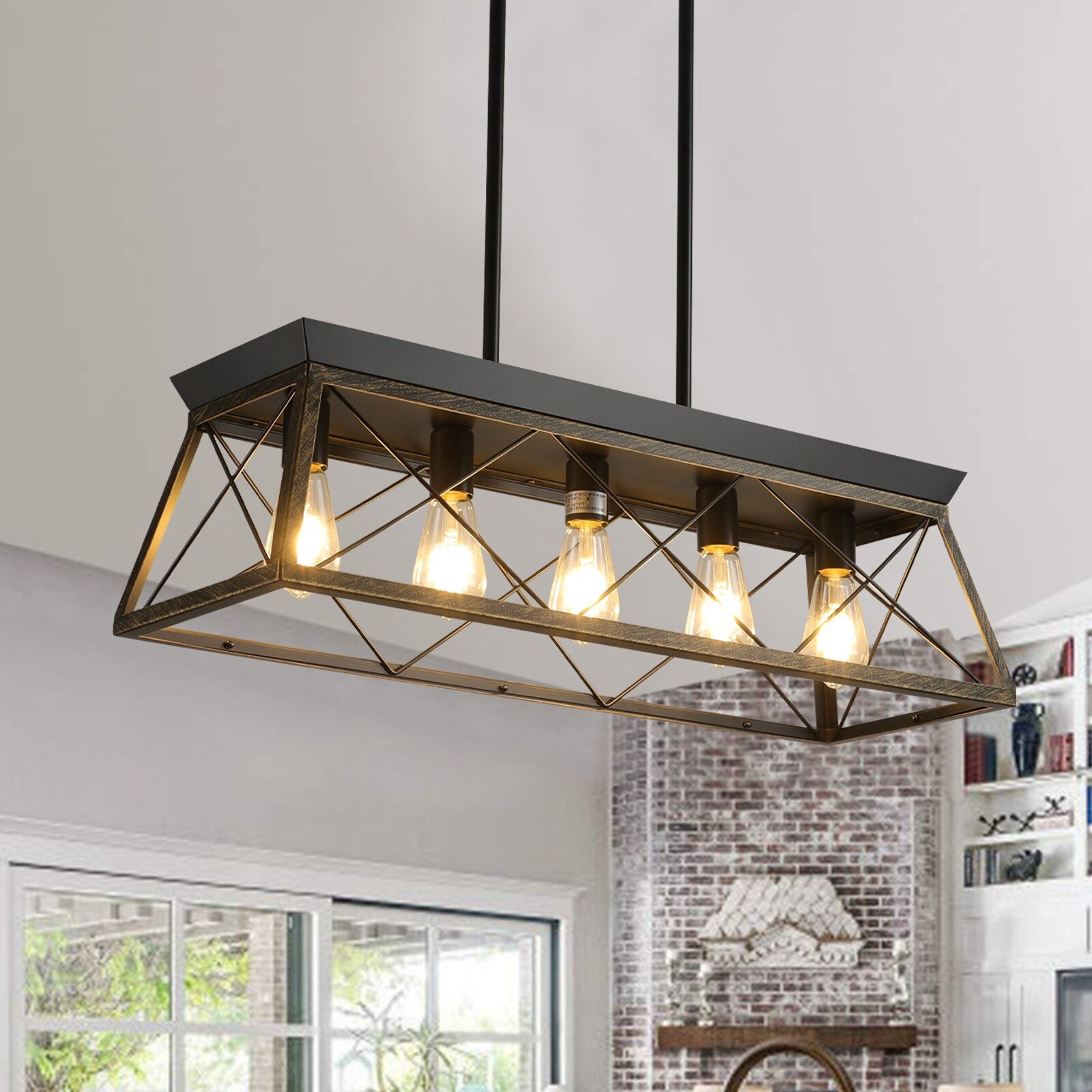5-Light Farmhouse Chandeliers for Dining Room, Metal Rustic Pendant Island Light Fixture | Bed Bath & Beyond