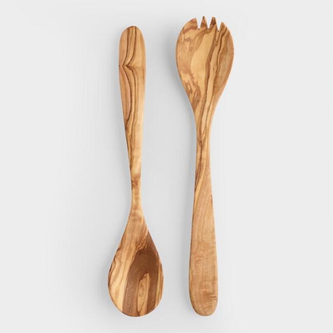Olive Wood Salad Servers 2 Piece Set | World Market