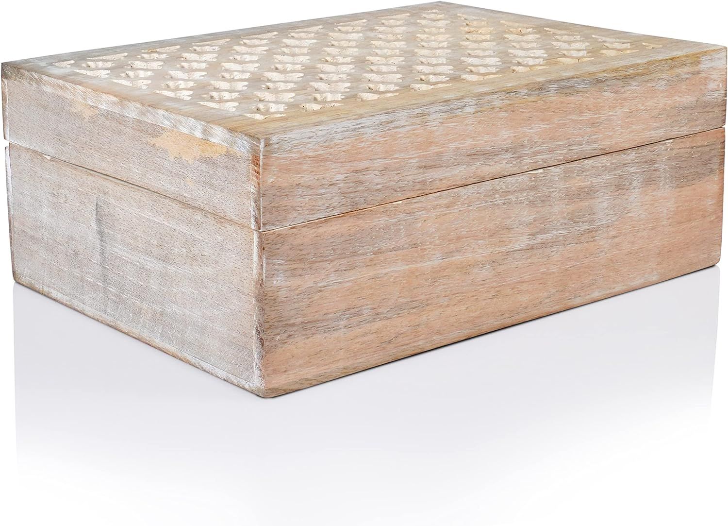 Mela Artisans Decorative Storage Box with Hinged Lid - Whitewash, XL | 10.5” x 7.5” x 4” | ... | Amazon (US)