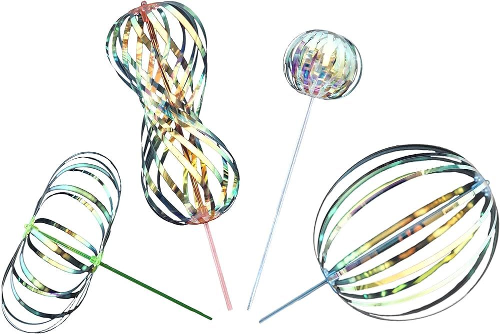 SENSORY4U Rainbow Twirler Stick - 4 Pack - Magic Party Bubble Wand - Spin Twirl Swirl and Dazzle ... | Amazon (US)