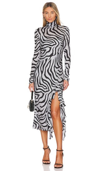 Bertine Midi Dress in Black Geo Zebra | Revolve Clothing (Global)