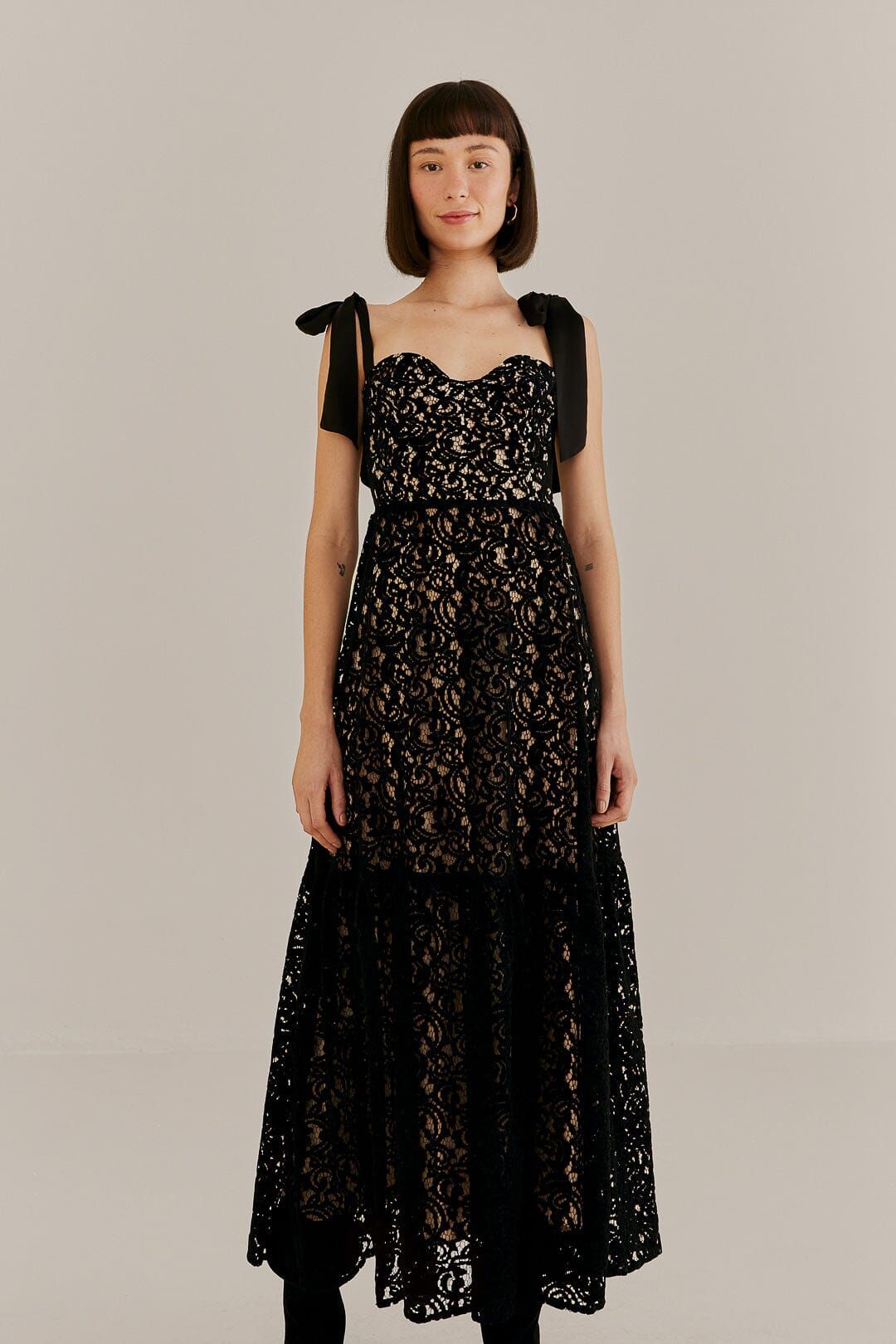 black velvet lace sleeveless maxi dress | FarmRio