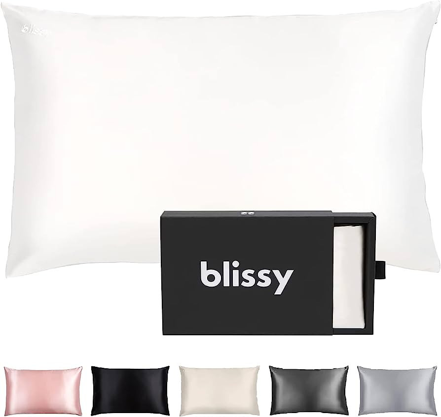 Blissy Silk Pillowcase - 100% Pure Mulberry Silk - 22 Momme 6A High-Grade Fibers - Satin Pillow C... | Amazon (US)