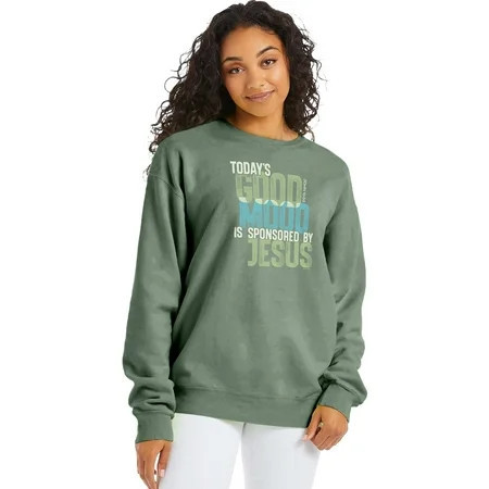 Blessed Girl Womens Sweatshirt Good Mood Dark Sage 3X | Walmart (US)