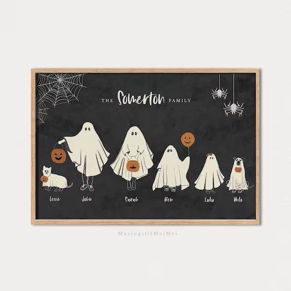 Halloween Family Portrait Personalized Family Print - Etsy | Etsy (US)