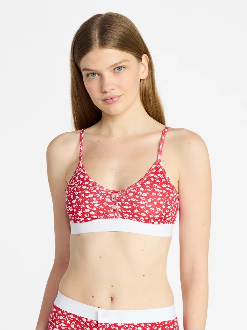 No Boundaries Women's Cotton Jersey Triangle Bralette w/Buttons Sizes XS-XXXL | Walmart (US)