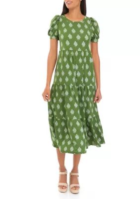 Crown & Ivy™ Women's Tiered Printed Baby Terry Dress | Belk