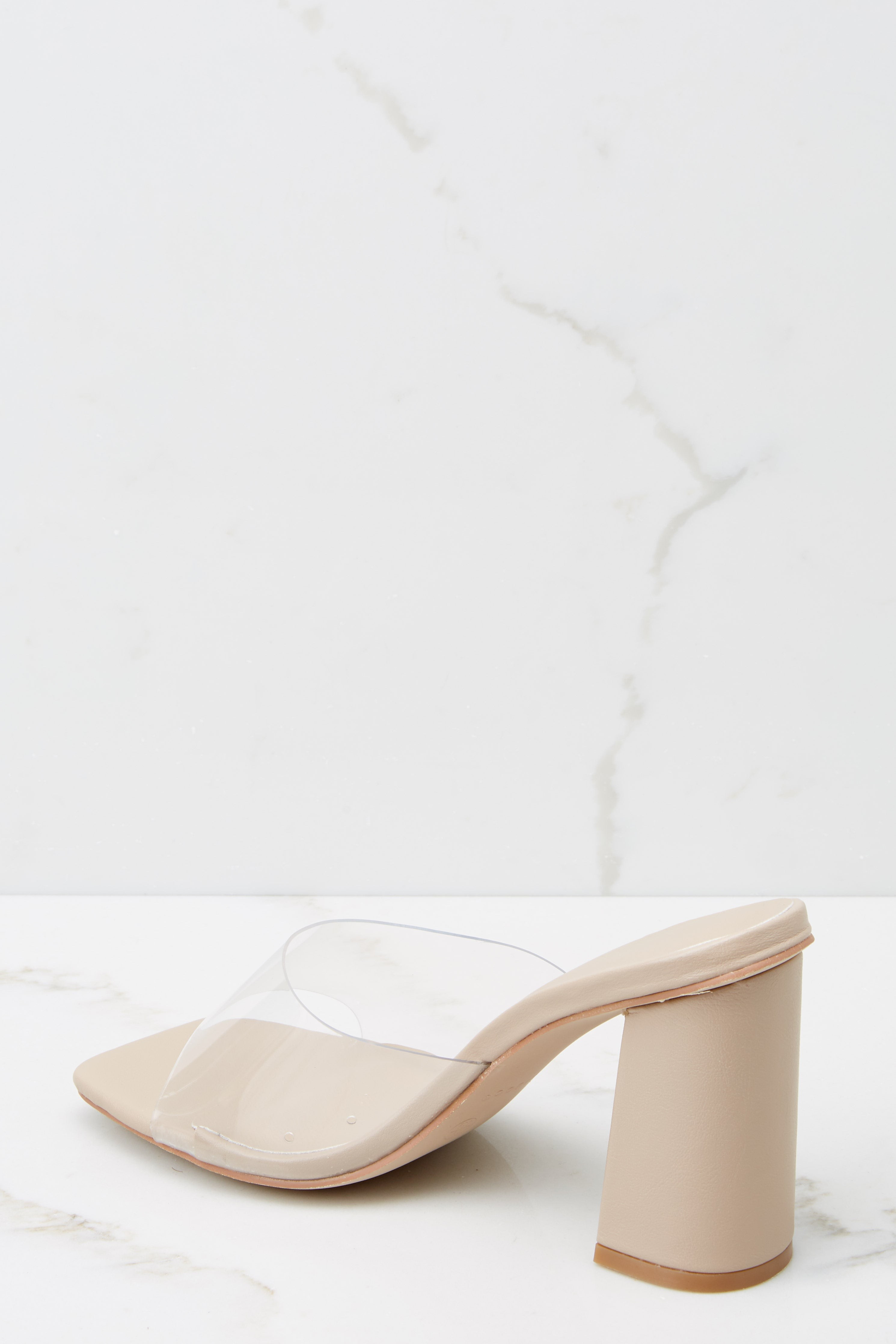 Be Seeing You Clear And Nude High Heel Sandals | Red Dress 