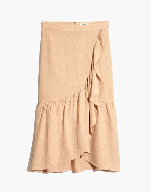 Linen Ruffle-Wrap Midi Skirt | Madewell