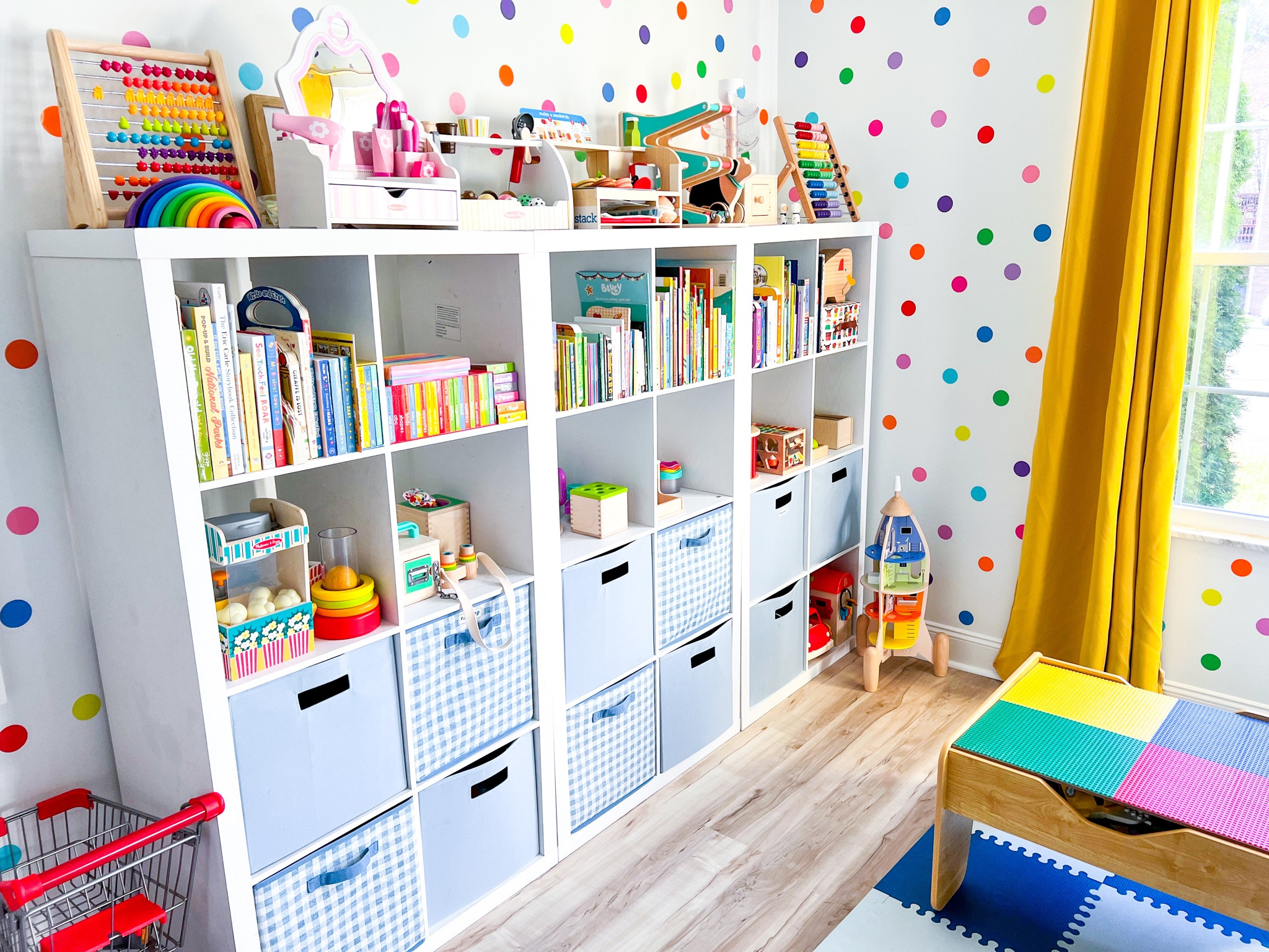 Kids colorful playroom organization 🔴🟠🟡🟢🟣 #LTKkids #LTKhome #LTKorganization 