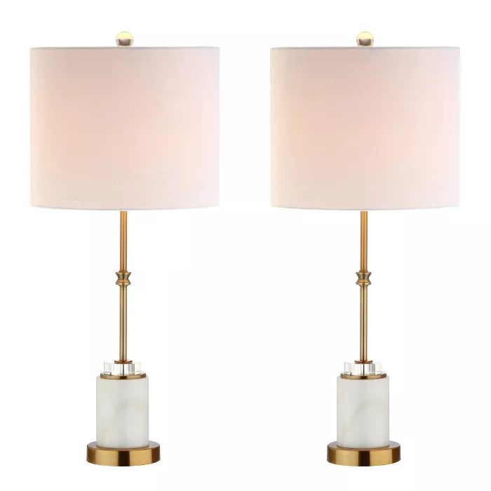 27" (Set of 2) Harper Marble/Crystal Table Lamps (Includes LED Light Bulb) White - JONATHAN Y | Target