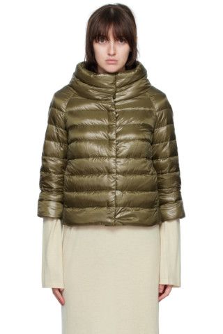 Herno - Khaki Sofia Down Jacket | SSENSE