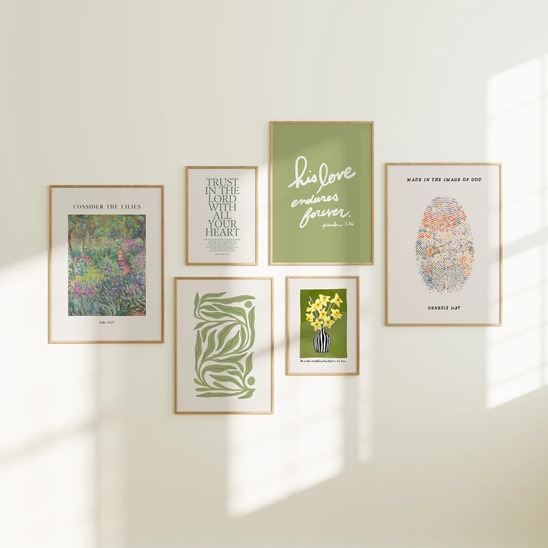 Spring Christian Gallery Wall Set Colorful Home Wall Decor for Apartment Housewarming Gift Bible ... | Etsy (US)