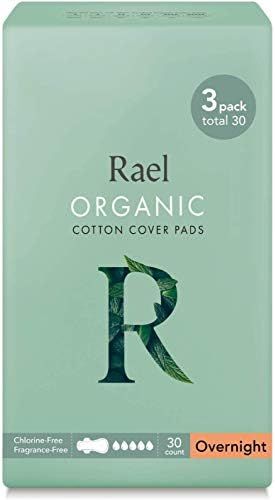 Rael Organic Cotton Sanitary Pads - Overnight Size, Heavy Absorbency, Unscented, Ultra Thin Pads ... | Amazon (US)