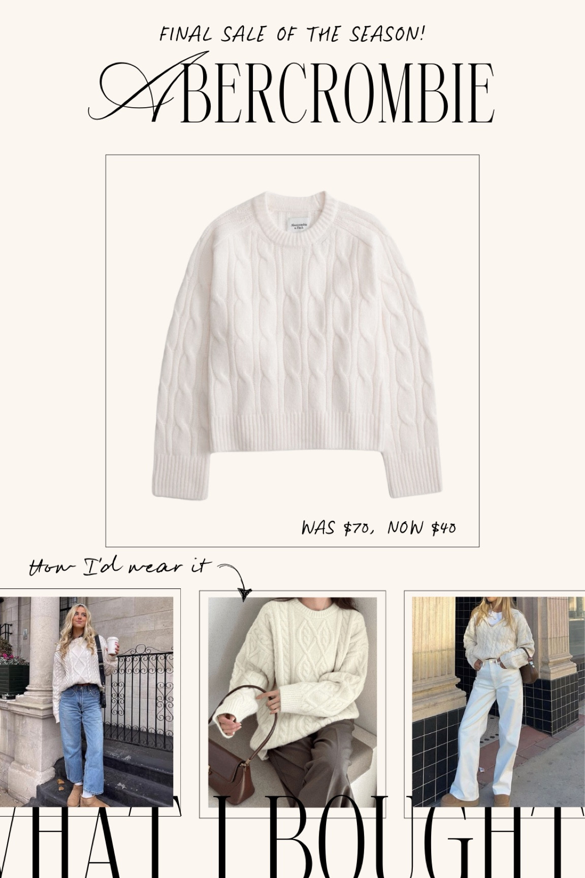 Last Abercrombie sale of the season! Use code HOLIDAYRUSH. I ordered a size M!

#LTKSeasonal #LTKSaleAlert #LTKHoliday