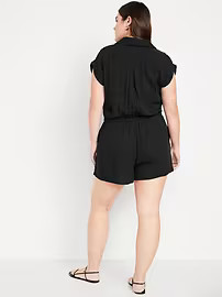 Waist-Defined Crinkle Gauze Romper -- 3-inch inseam | Old Navy (US)
