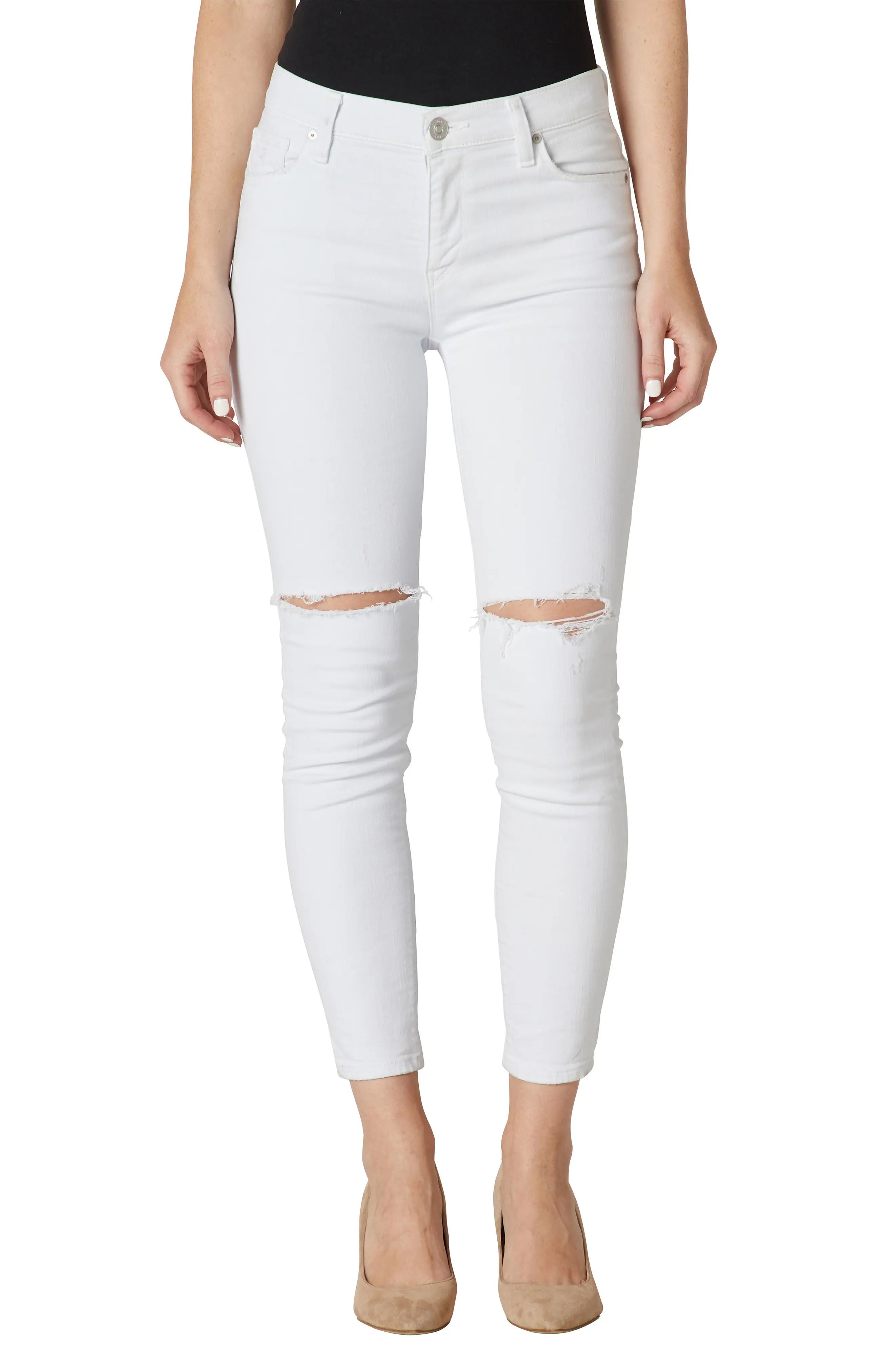 Women's Hudson Jeans Nico Ripped Crop Skinny Jeans, Size 27 - White | Nordstrom