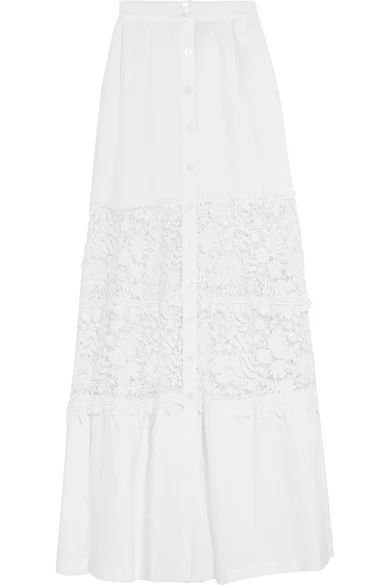 Kimora crocheted cotton-paneled linen maxi skirt | NET-A-PORTER (UK & EU)