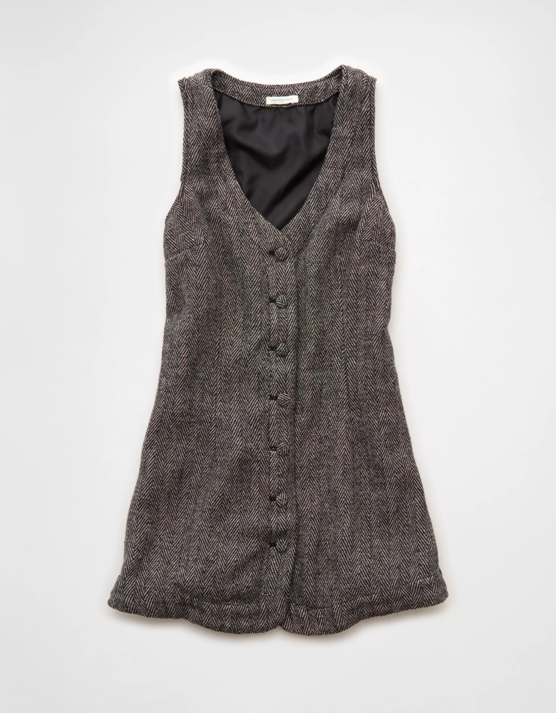 AE Button-Front Pinafore Mini Dress | American Eagle Outfitters (US & CA)