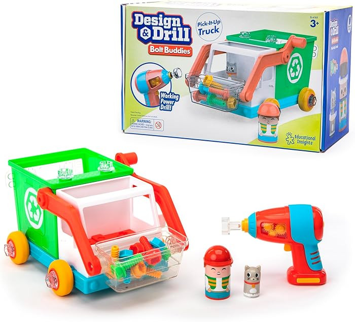 Educational Insights Design & Drill Bolt Buddies Recycling Truck - Construction Toys & Toddler To... | Amazon (US)