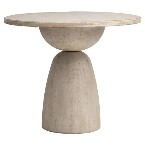 Caleb Rustic Light Brown Reclaimed Pine Wood Round Bistro Dining Table - 36"W | Kathy Kuo Home