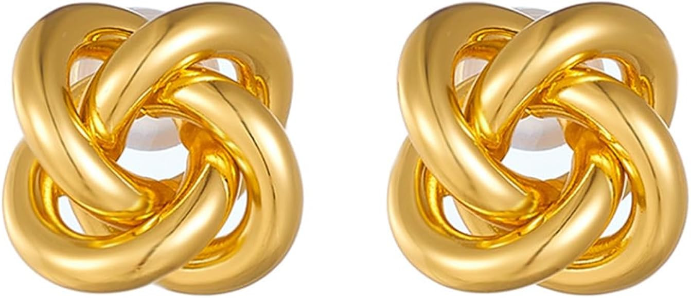 Gold Knot Stud Earrings for Women Statement Button Stud Earrings Minimalist Small Earrings | Amazon (US)