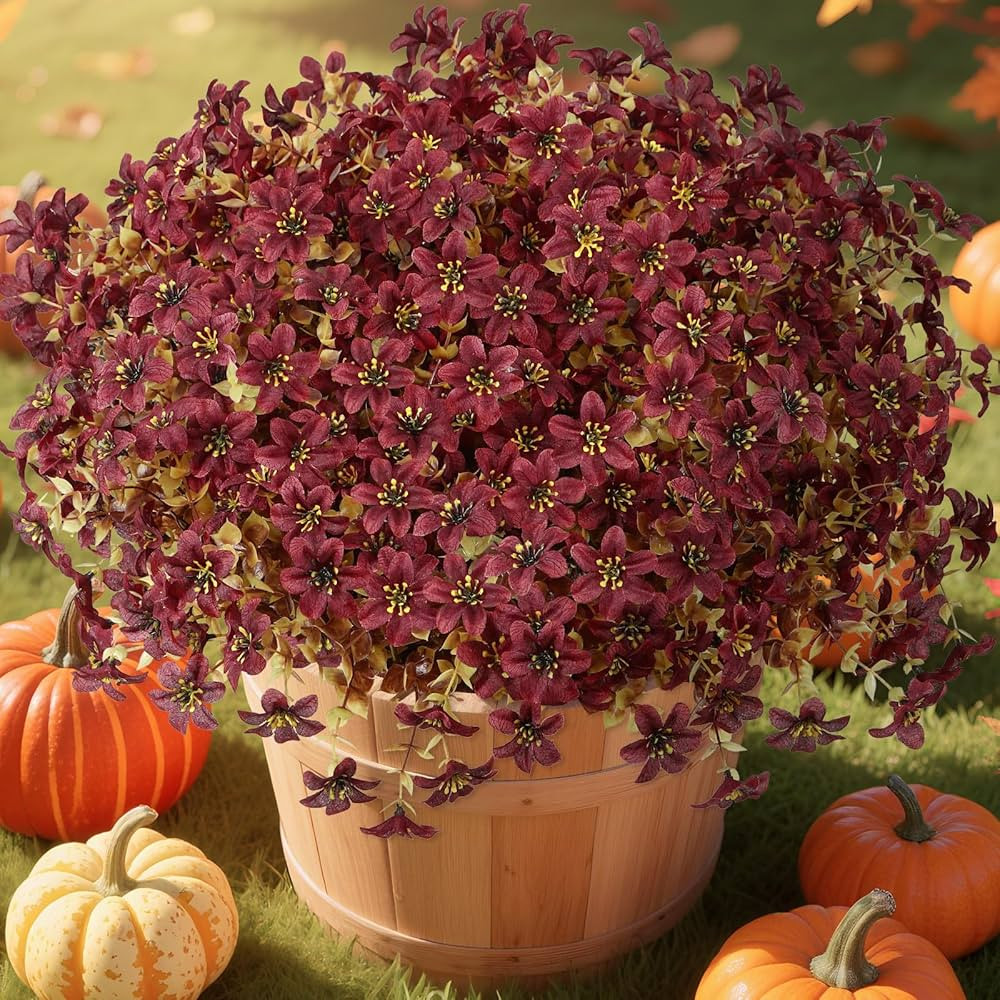 SHareconn 40 Bundles Artificial Fall Mums Flowers for Outdoors Decoration, Fake Silk Daisy Realis... | Amazon (US)