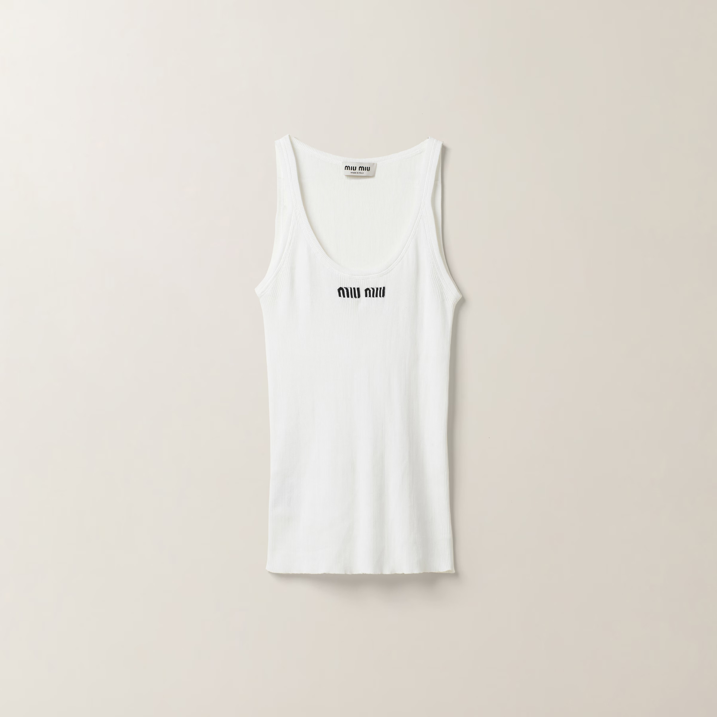 White Cotton Knit Tank Top | Miu Miu | Miu Miu US