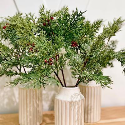 14.5" Faux Cedar & Berry Stems Ceramic Arrangement - Hearth & Hand™ with Magnolia | Target