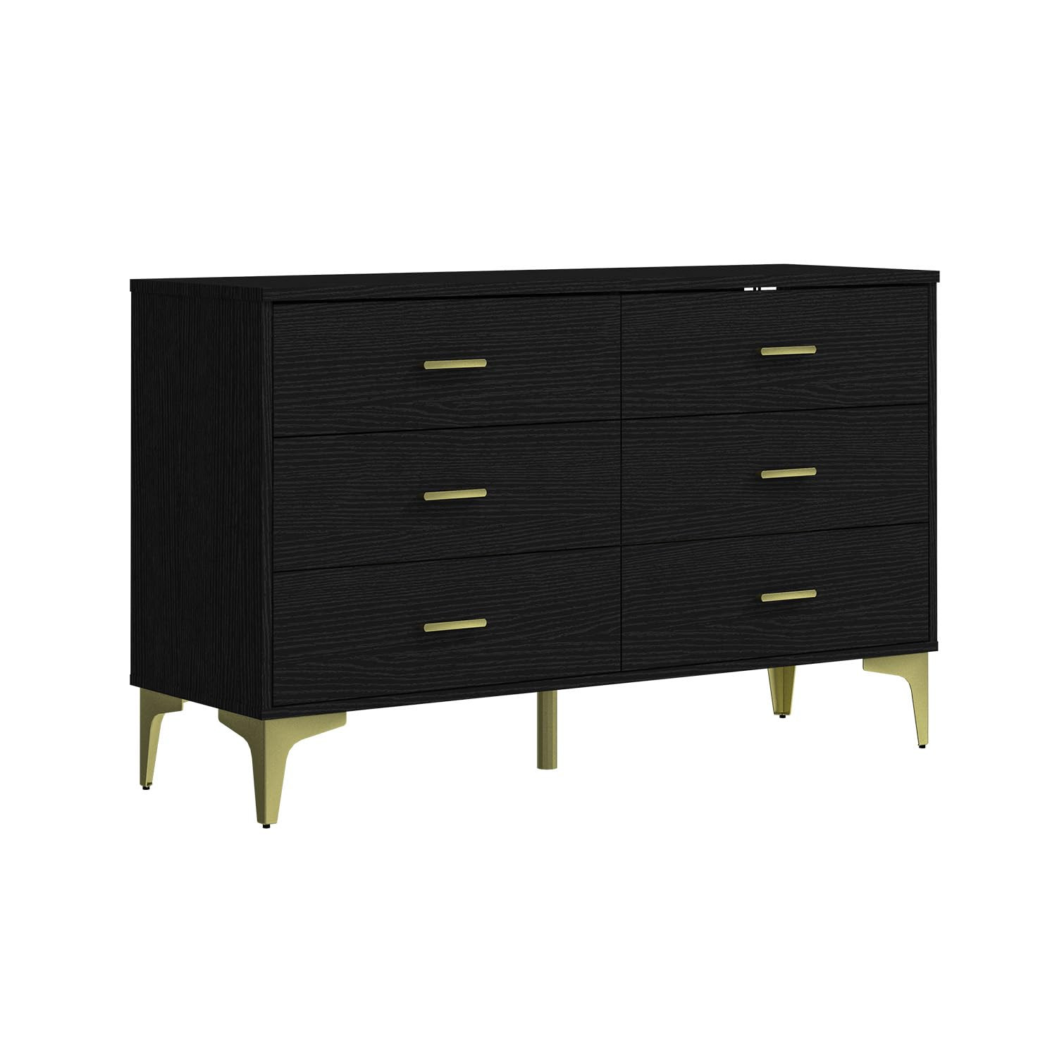 Wooden Lateral Chest of Drawers, Modern 6 Drawers Wood Dresser Storage Organizer with Wide Drawer... | Amazon (US)