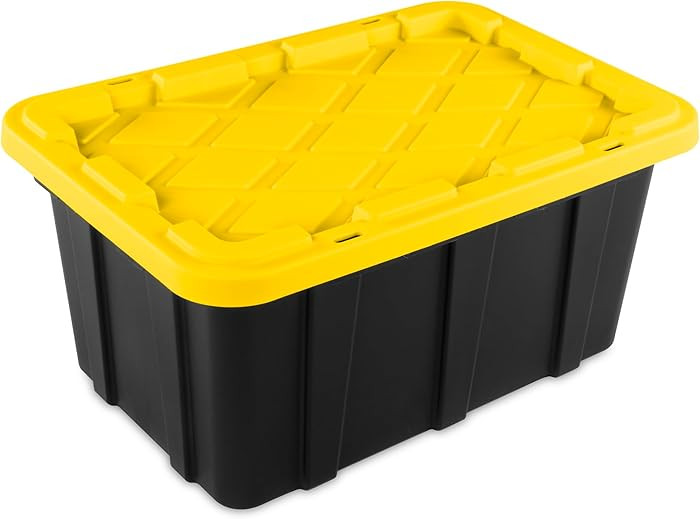 Sterilite 18-Pack Stackable Storage Bins, Heavy Duty Totes w/ Lids, 17 Gallon, Black/Yellow | Amazon (US)