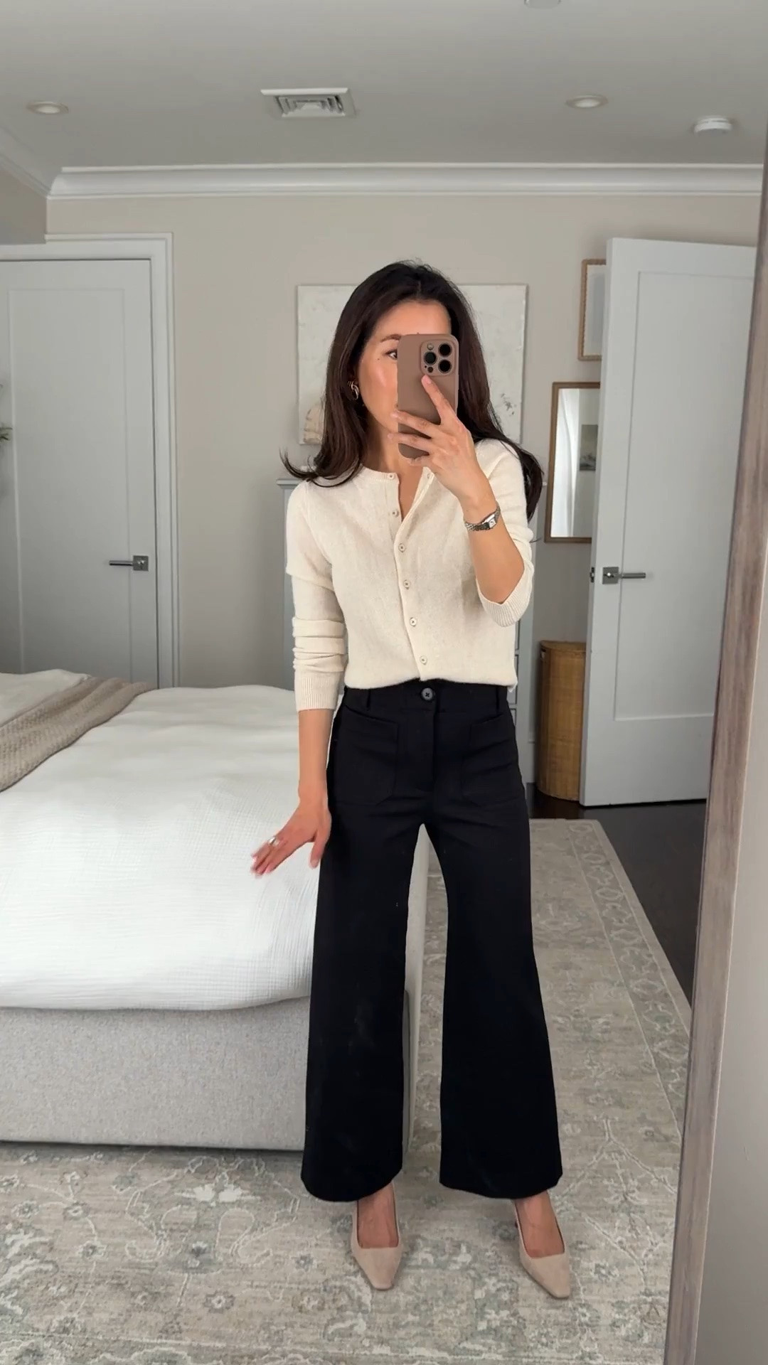 Last day to use JEAN20 for 20% off orders of $100+ at Anthropologie!
• Crop wide leg pants 25 petite (sized up only in this style, tts in jeans). stretch fabric is comfortable and smooth. Does not show wrinkles after sitting so also great for travel.
• Cashmere cardigan xxs regular (didn't need petite since this is already shrunken fit)

Business casual work outfit, corporate office style, smart casual look, conference travel, petite wide leg pants

#LTKPetite #LTKWorkwear #LTKootd