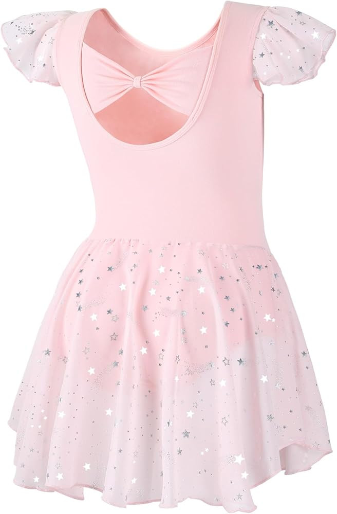 DIPUG Girls Ballet Leotards Toddler Shiny Dance Leotard Dresses with Ruffle Sleeve | Amazon (US)
