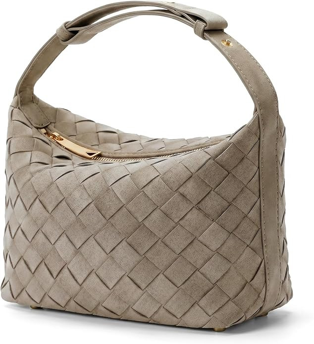 Woven Hobo Handbag for Women Suede Purse Leather Shoulder Bag with Adjustable Handle | Amazon (US)