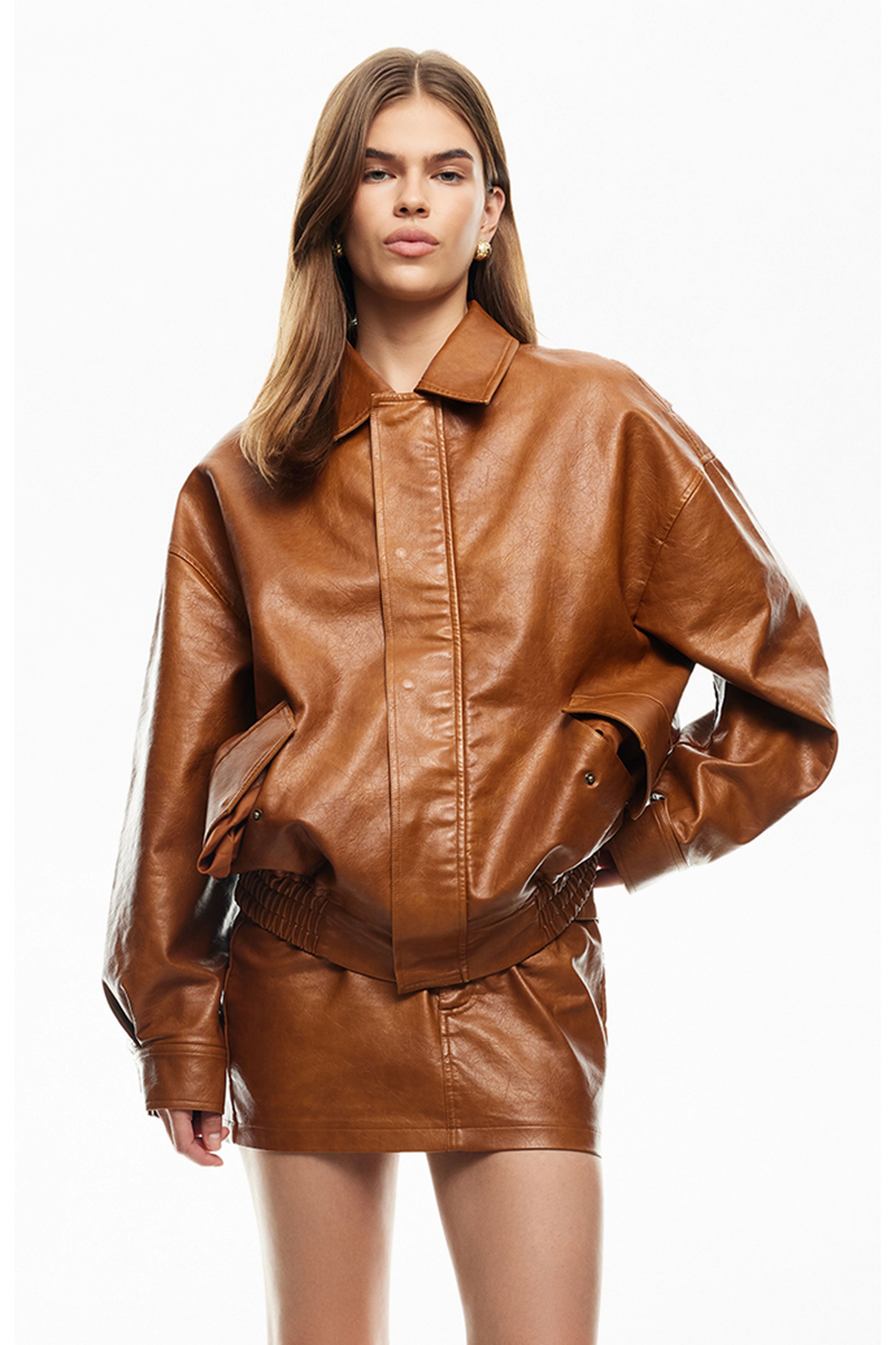 LIONESS Faux Leather Kenny Bomber Jacket | PacSun