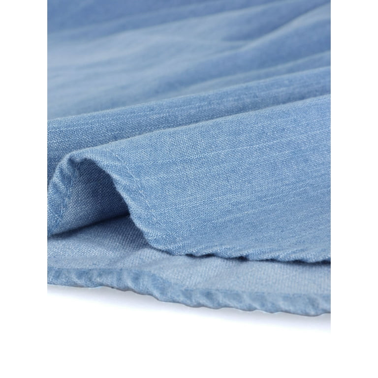 Unique Bargains Women's Denim Long Sleeve Belted Above Knee Flared Shirt Dress | Walmart (US)