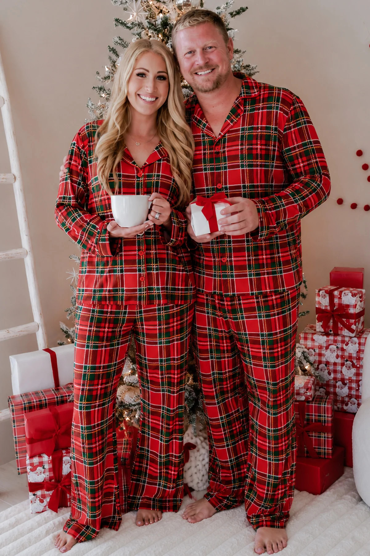 Adult Christmas Two-Piece Pajama Set | Plaid Tidings | Caden Lane