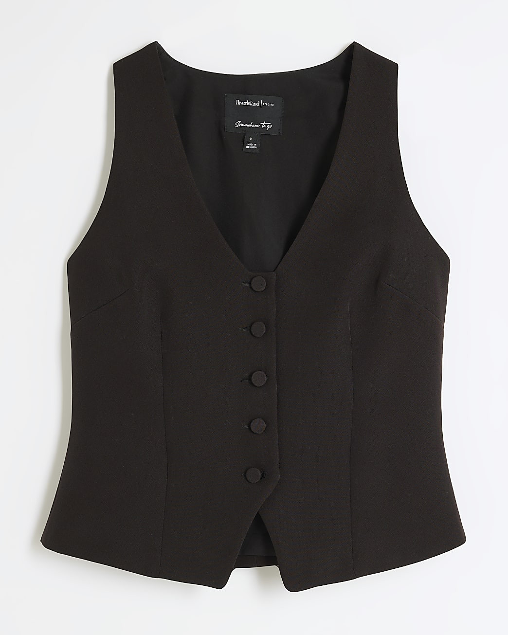 Black button front waistcoat | River Island UK & IE