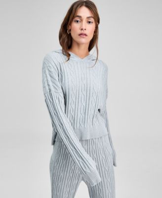 Women's Cable-Knit Pullover Hoodie, Macy's Exclusive | Macy's