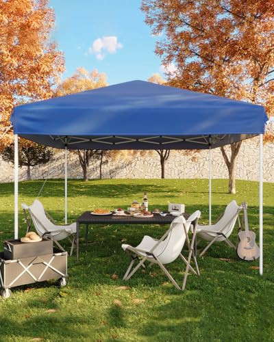 GarveeLife 10x10 Pop Up Canopy Tent, Easy Up Canopy with 3 Adjustable Height, Outdoor Sun Shade with 4 Sandbags & Carrying Bag for Camping, Parties,Outdoor Events-Blue | Amazon (US)