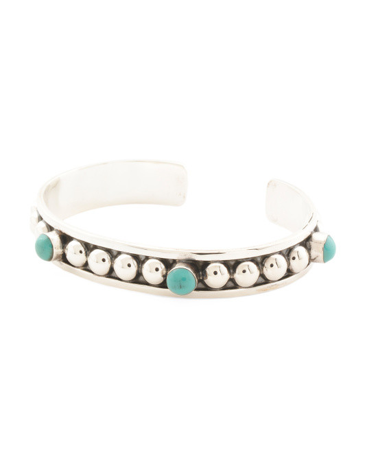Made In Mexico Sterling Silver Turquoise Dot Cuff Bracelet | TJ Maxx